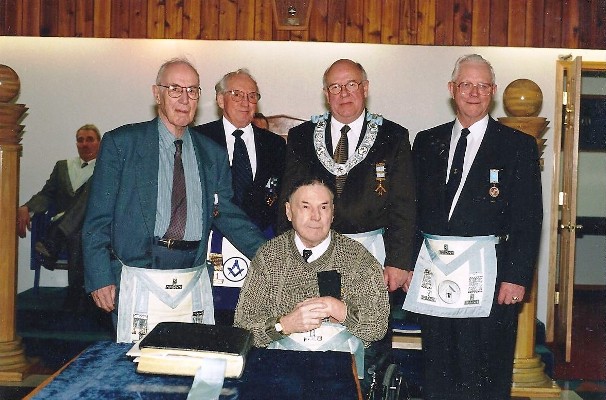 A Brother receiving his 50 Year Jewel, for 50 years in the fraternity.